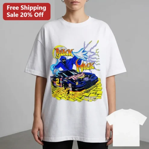 Black Magic Rusty Wallace Thunderbird Penske Racing Tee, Vintage 90s NASCAR Graphic Tee Gift for Racing Fans