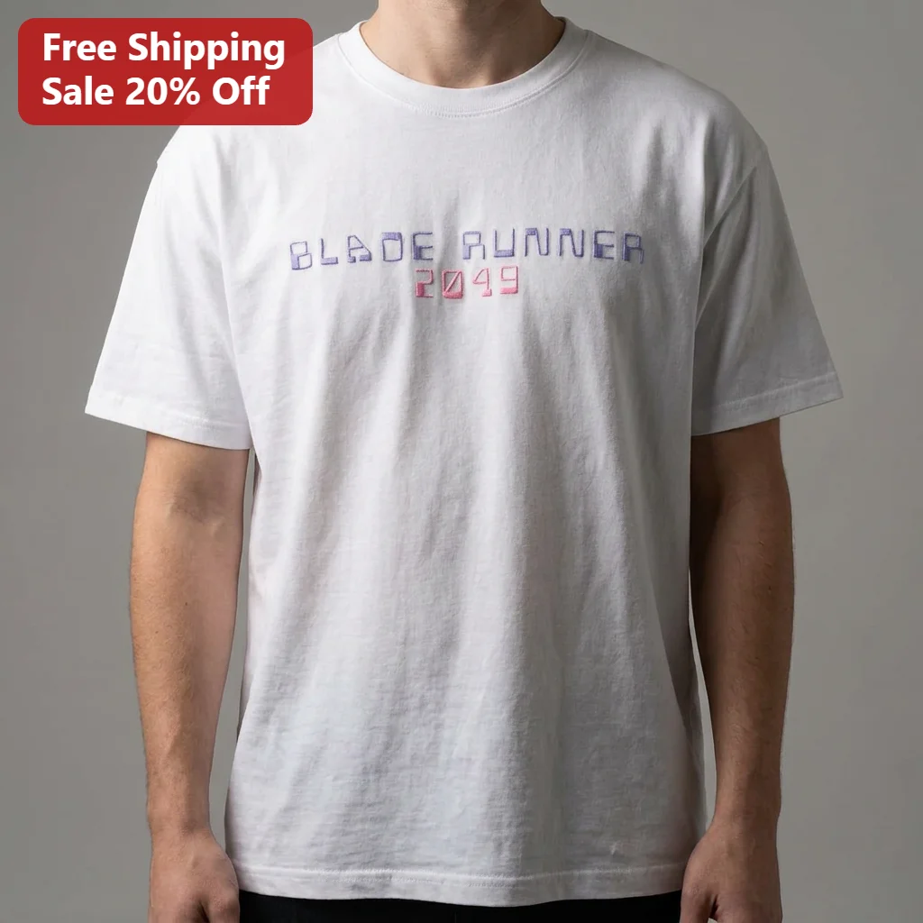 Blade Runner 2049 Pixel Font Sci-Fi Movie Tee, Retro-Futuristic Cyberpunk Graphic Shirt Gift for Movie Buffs and Sci-Fi Fans