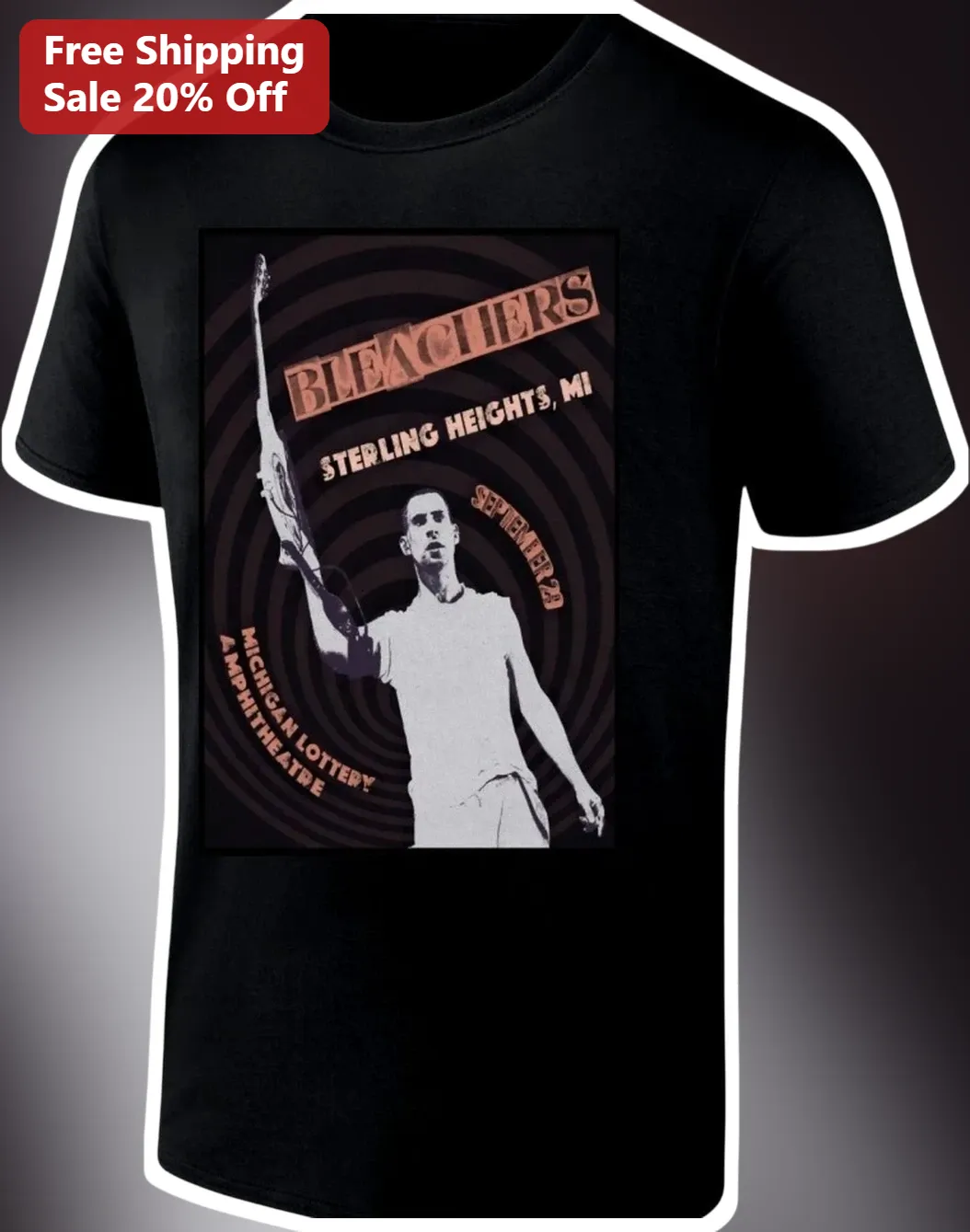 Bleachers Sterling Heights Michigan Lottery Amphitheatre Concert Graphic Tee