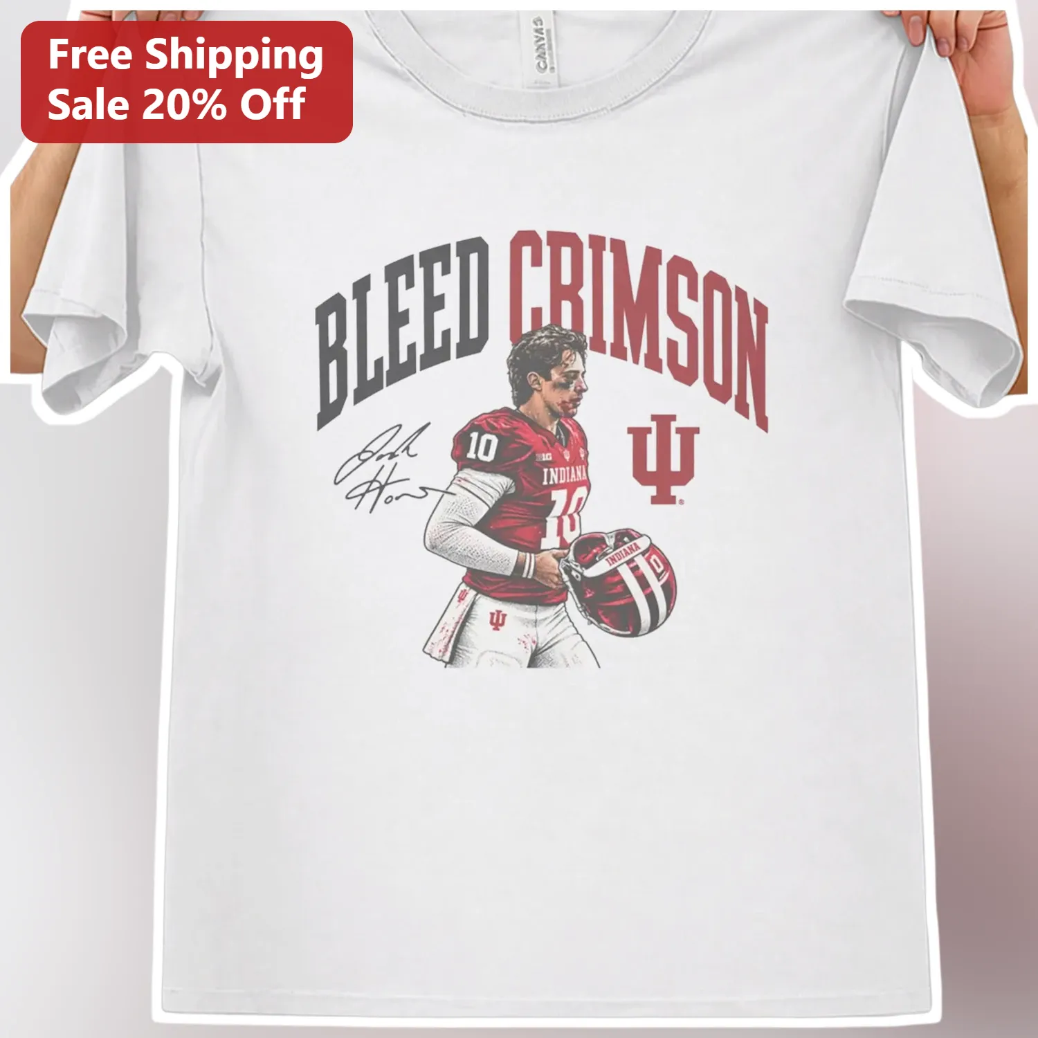 Bleed Crimson Fernando Mendoza Signature Indiana Hoosiers Football Graphic Tee