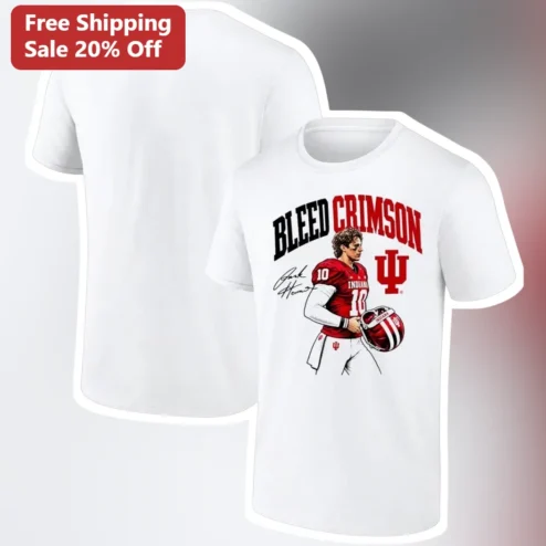 Bleed Crimson Kurtis Rourke Signature Tee, Indiana College Football Fan Game Day Graphic Shirt