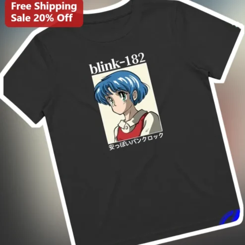 Anime Style Graphic Tee Retro Bootleg Punk Rock Band Shirt Black Cotton