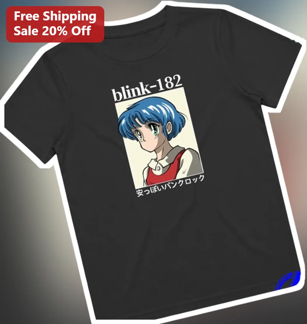 Anime Style Graphic Tee Retro Bootleg Punk Rock Band Shirt Black Cotton