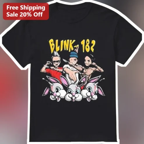 Cartoon Rabbit Graphic Tee Punk Rock Band Merch Gift for Men Women