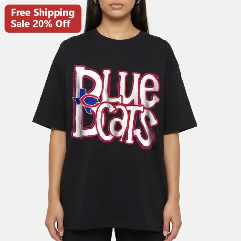 Blue Cats Texas Outline Mascot Tee, Vintage Collegiate Sports Team Spirit Shirt Gift for Fans