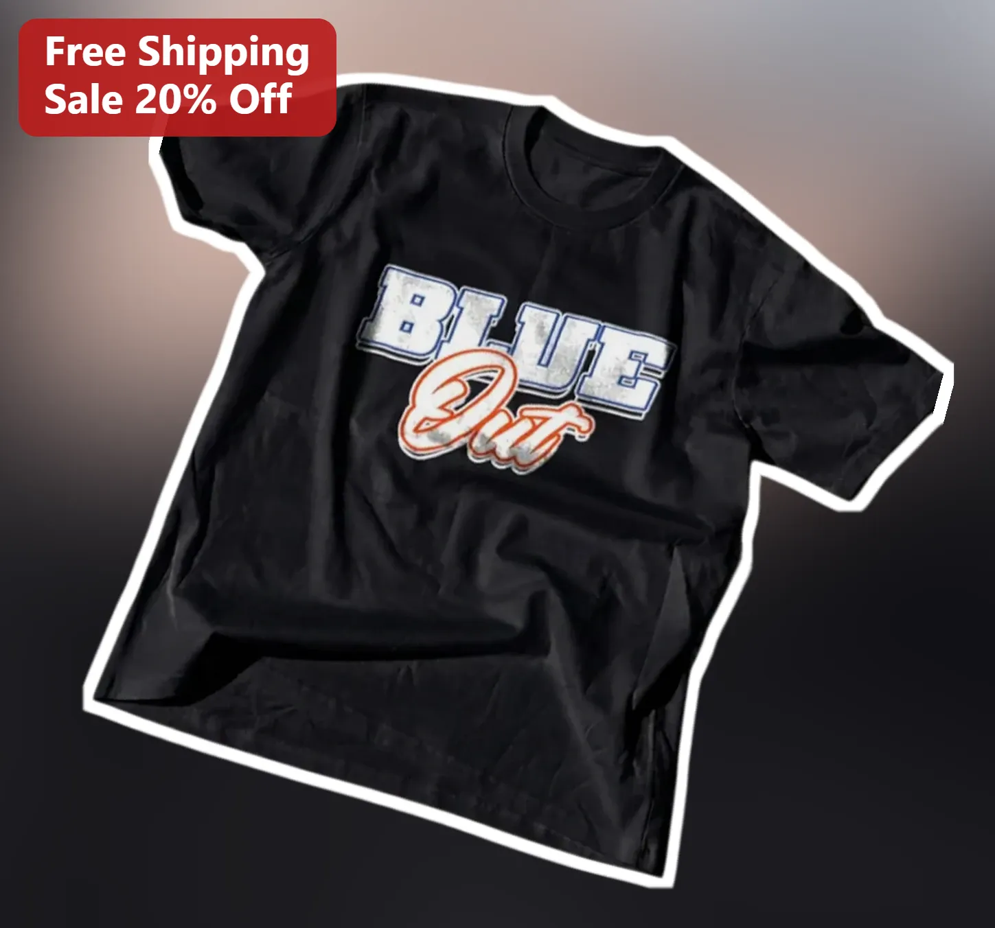 BLUE Out Tee Retro Vintage Distressed Graphic T-Shirt Funny Pun Gift for Men Women