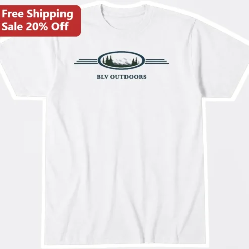 BLV Outdoors Retro Mountain Badge Graphic Tee for Men Outdoor Enthusiasts