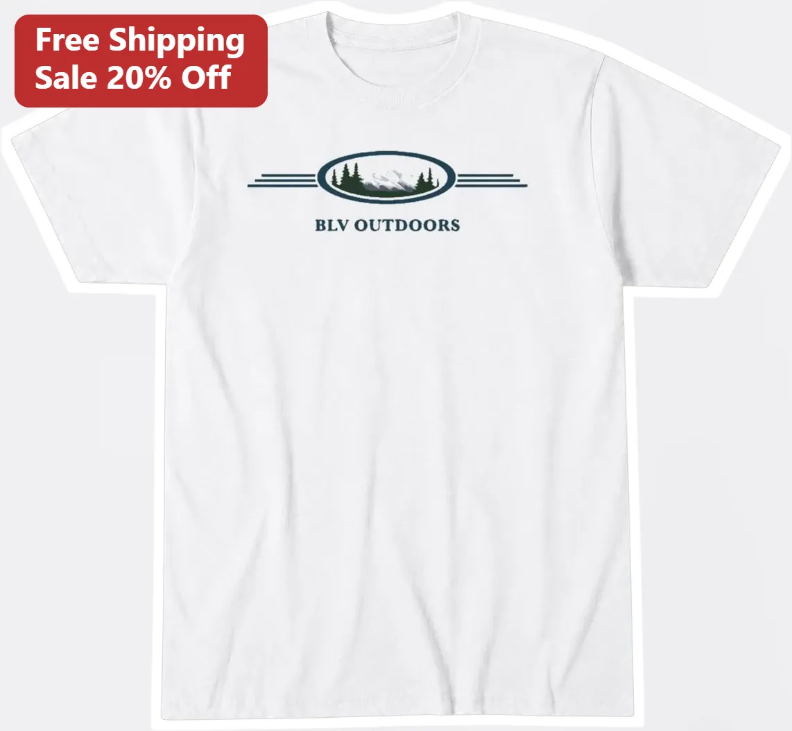 BLV Outdoors Retro Mountain Badge Graphic Tee for Men Outdoor Enthusiasts