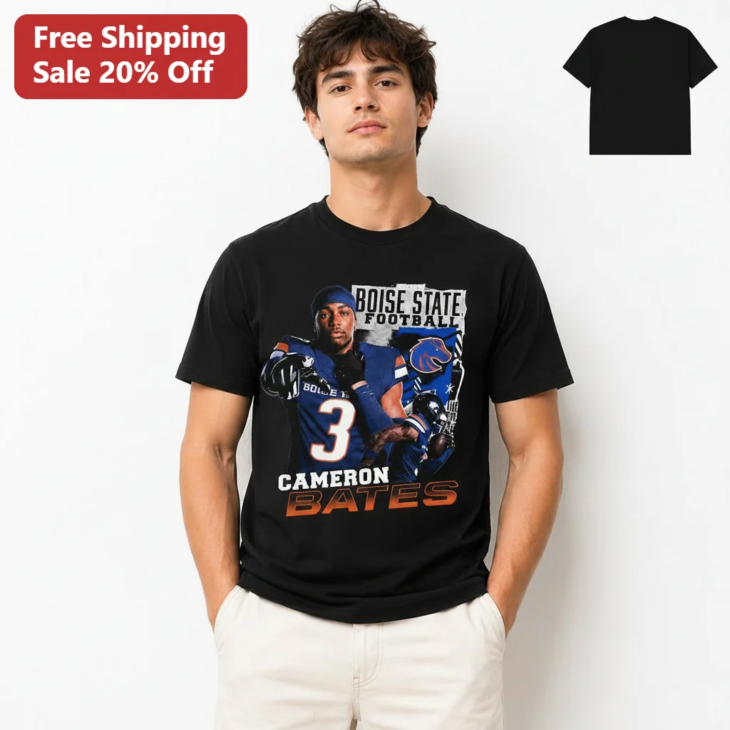 Boise State Football Cameron Bates Tee Vintage 90s Bootleg Style Game Day Shirt for Broncos Fans
