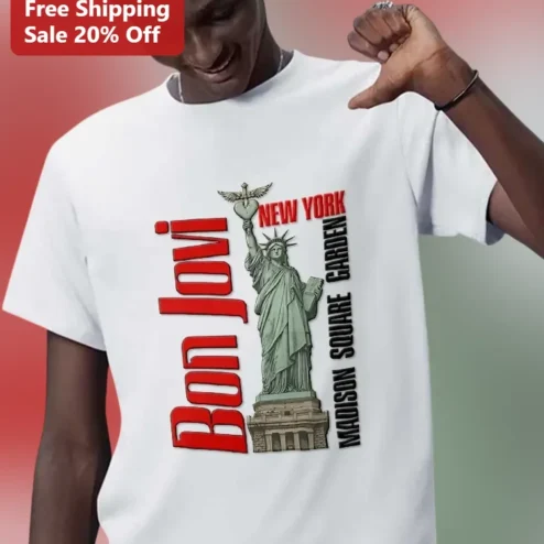 Bon Jovi Madison Square Garden New York Tour Vintage Concert Merch Graphic Tee