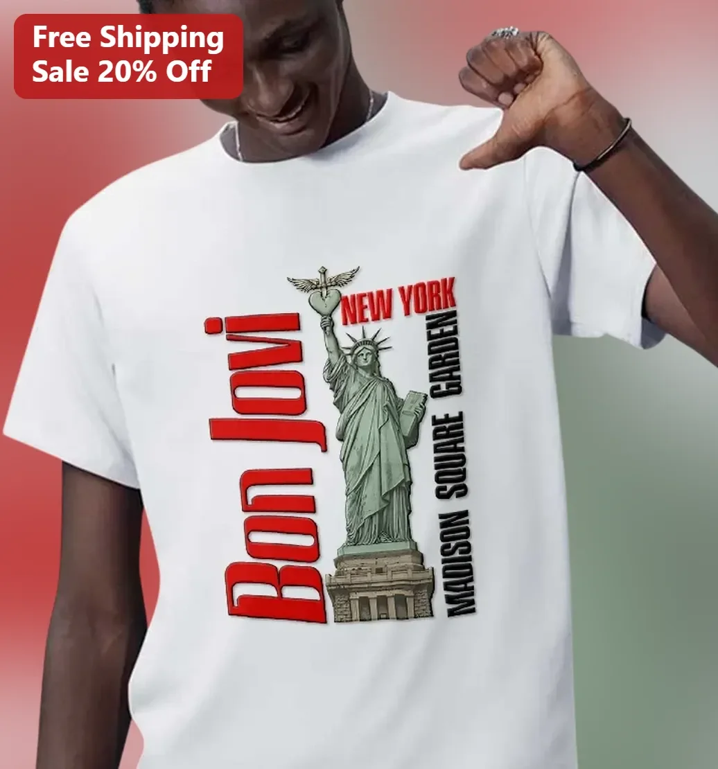Bon Jovi Madison Square Garden New York Tour Vintage Concert Merch Graphic Tee