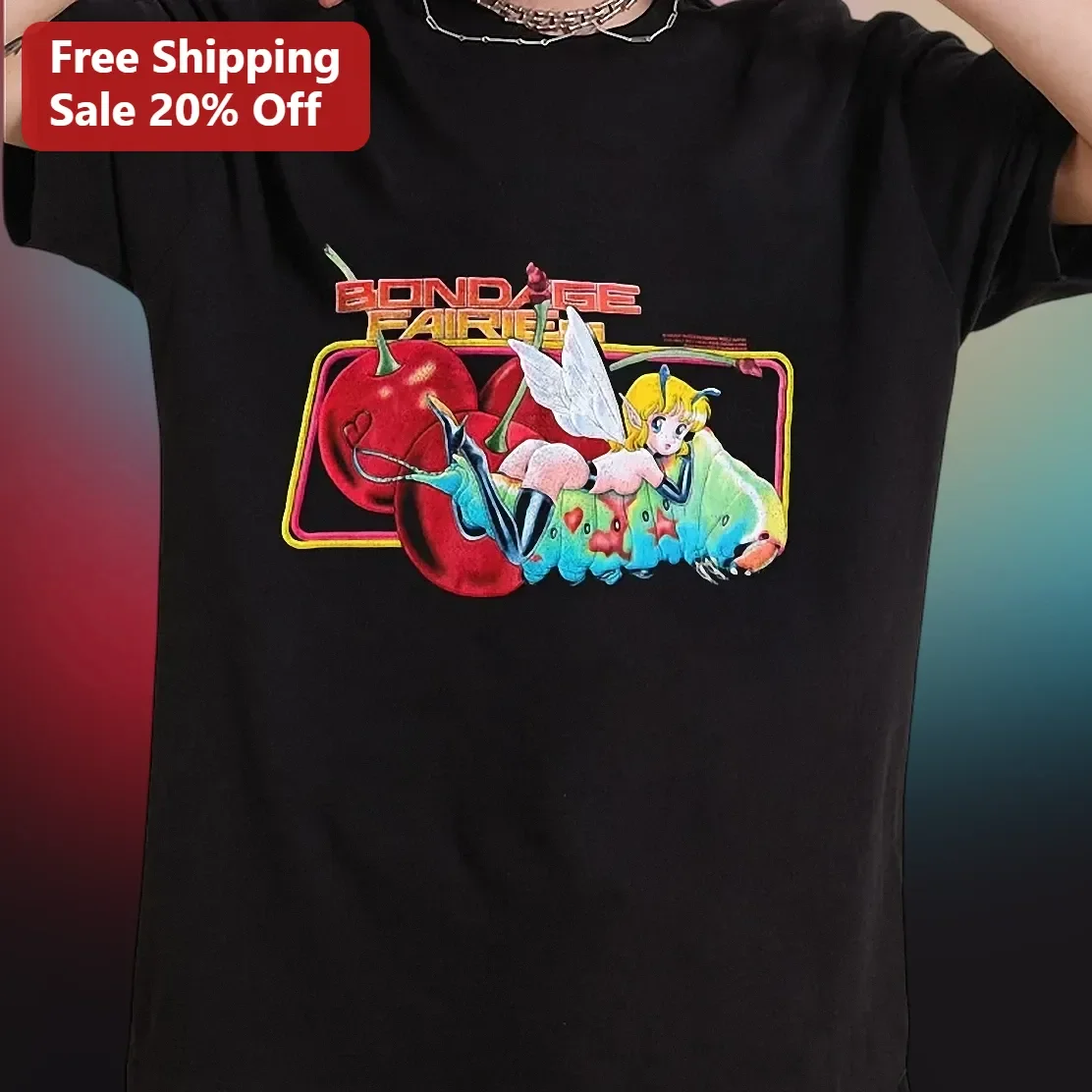 Bondage Fairies Retro Anime Graphic Tee for Men Women Vintage Y2K Kawaii Shirt