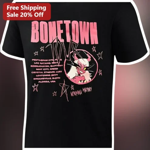 BONETOWN TOUR Verosika Mayday Graphic Tee Helluva Boss Fan Merch