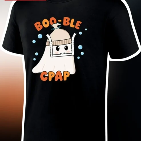 BOO-BLE CPAP Ghost Halloween Tee Funny Sleep Apnea Awareness Shirt for CPAP Users