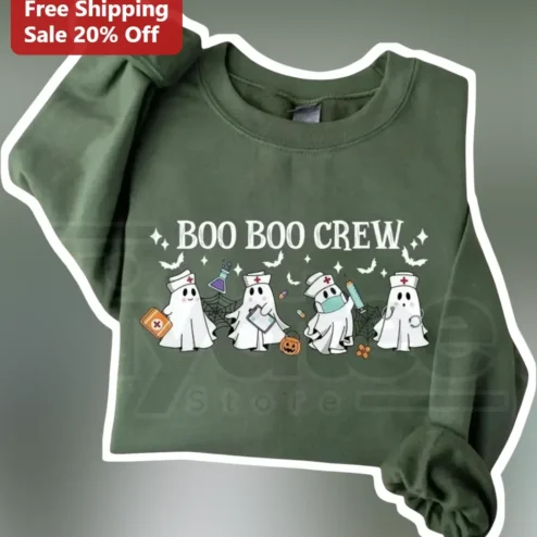 Boo Boo Crew Halloween Nurse Sweatshirt Cute Ghost Medical Staff Gift