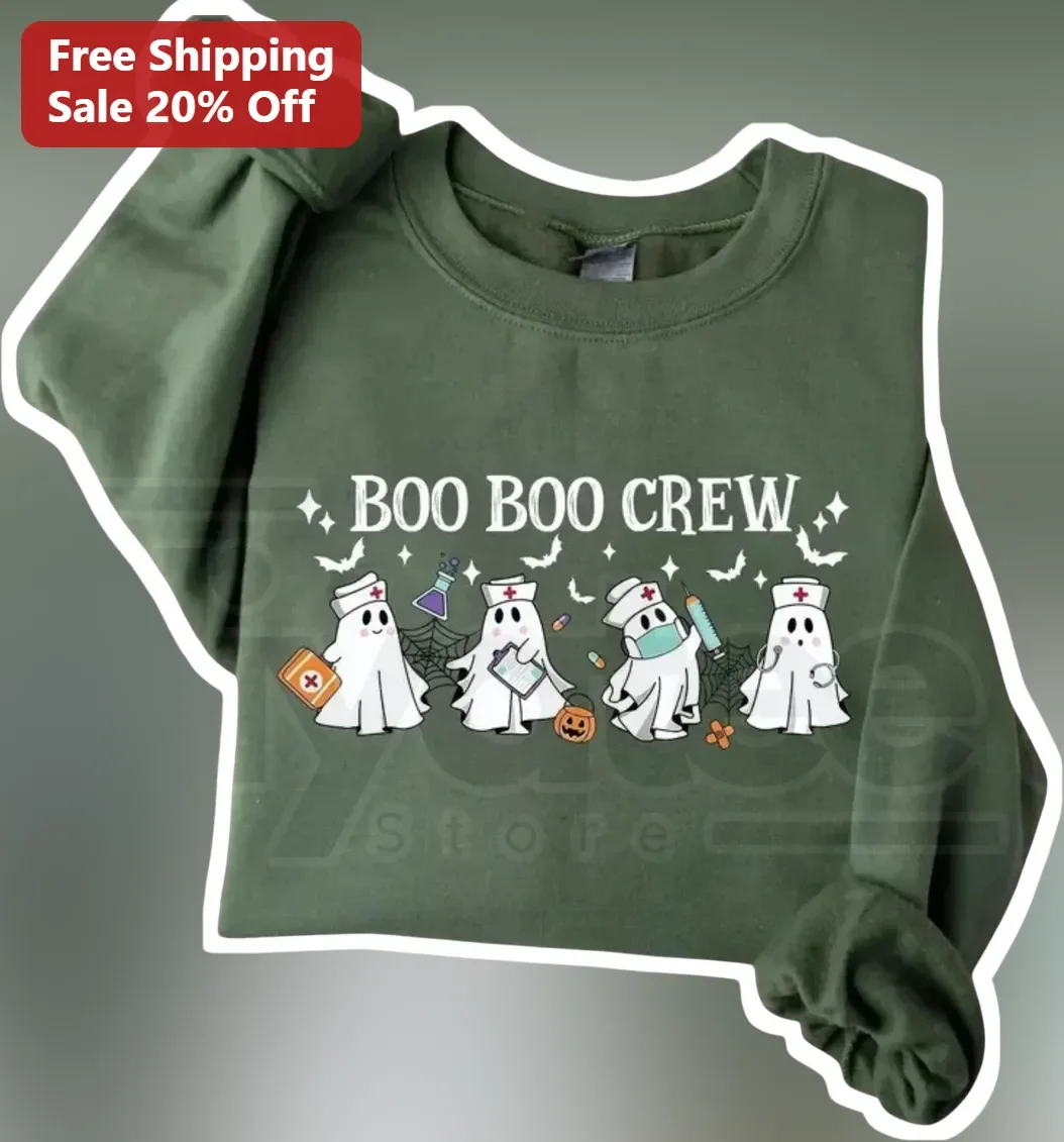 Boo Boo Crew Halloween Nurse Sweatshirt Cute Ghost Medical Staff Gift