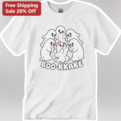 BOO-KKAKE Kawaii Ghost Halloween Tee Funny Pastel Goth Unisex Shirt