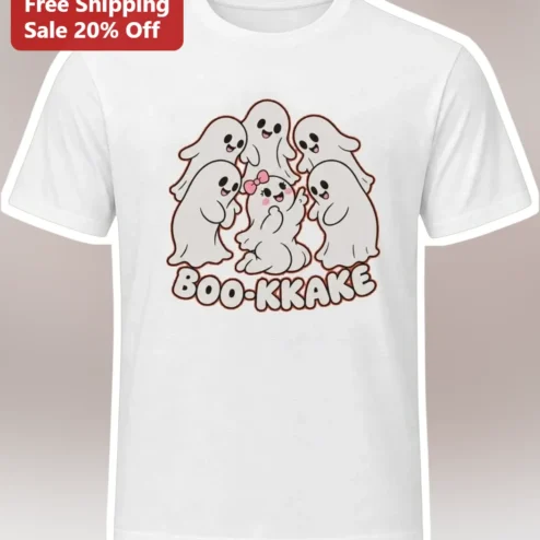 Boo-Kkake Kawaii Ghost Halloween Tee Funny Spooky Squad Graphic Shirt