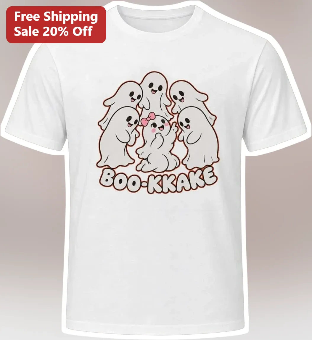 Boo-Kkake Kawaii Ghost Halloween Tee Funny Spooky Squad Graphic Shirt