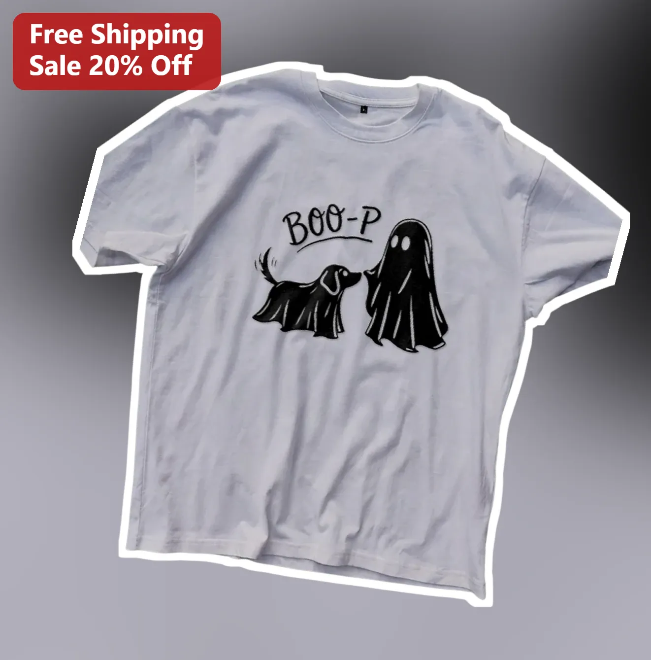 BOO-P Halloween Dog Ghost Costume Graphic Tee Funny Pet Lover Gift