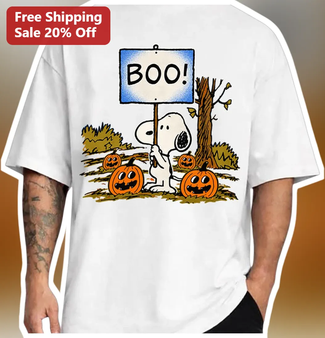 BOO! Snoopy Halloween Graphic Tee Cute Peanuts Dog Shirt