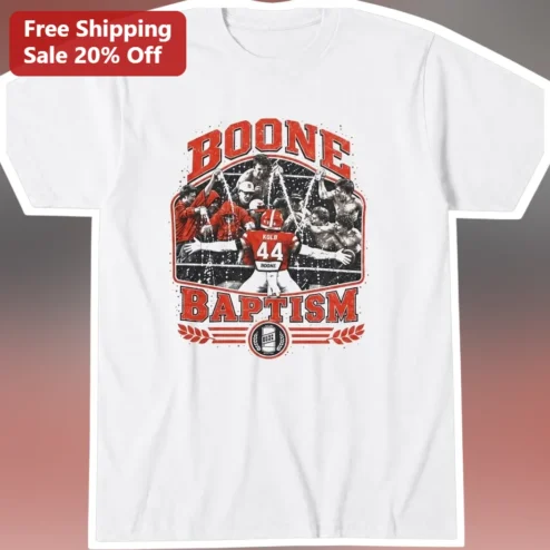 Boone Baptism Vintage Football Player Graphic Tee Christian Faith Gift