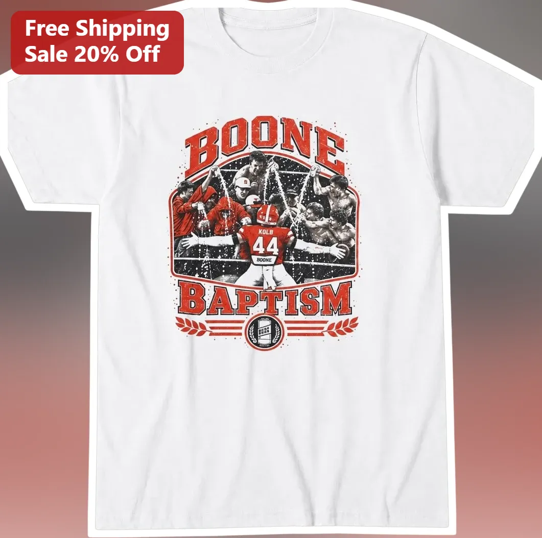 Boone Baptism Vintage Football Player Graphic Tee Christian Faith Gift