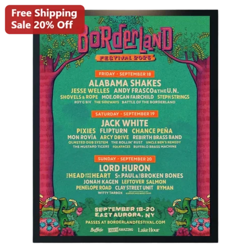 Borderland Festival 2026 Poster Psychedelic Music Lineup Art Print East Aurora NY Commemorative Wall Decor