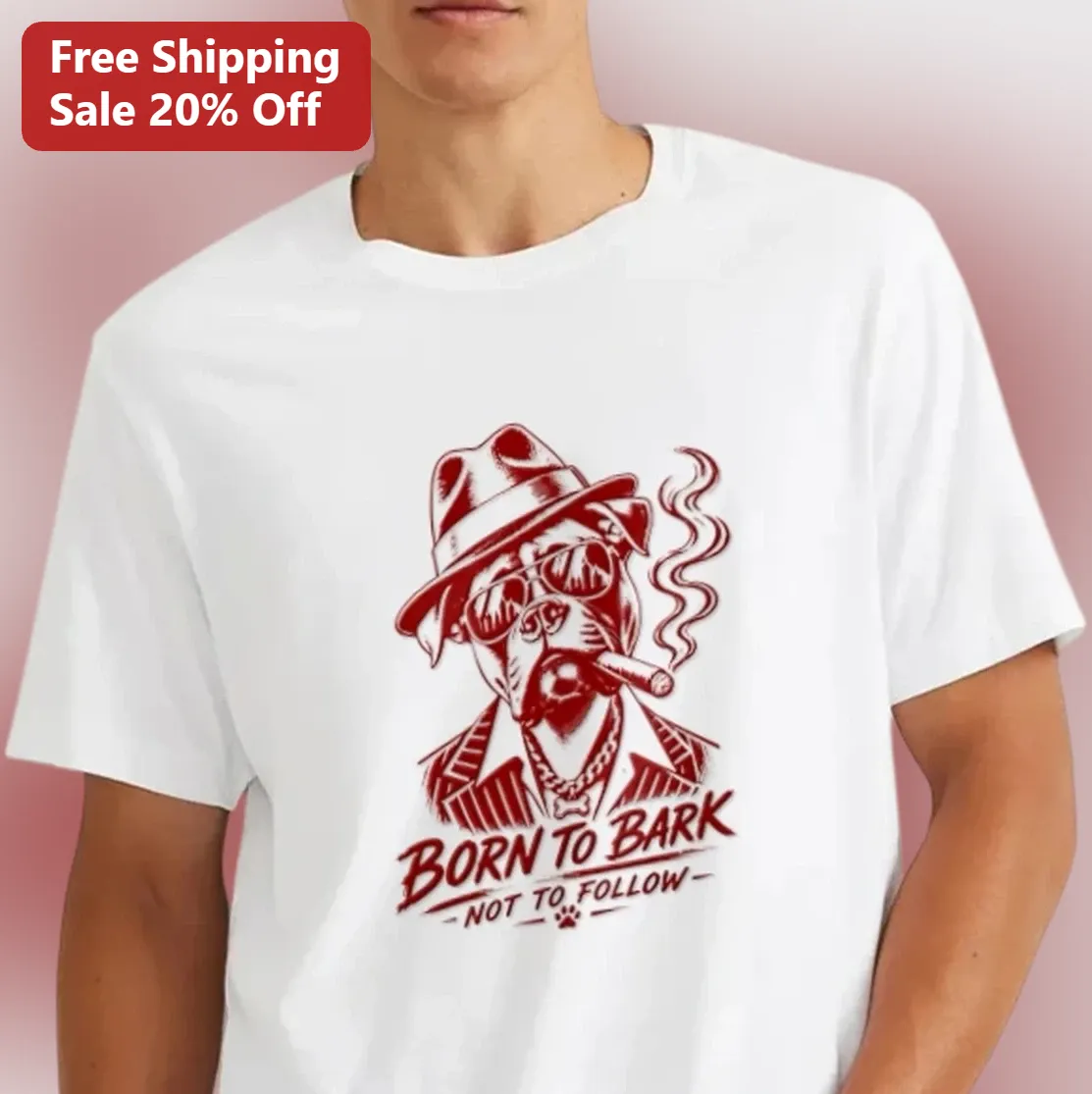 Born To Bark Not To Follow Bulldog Mobster Tee, Funny Gangster Dog Shirt Gift for Dog Lovers