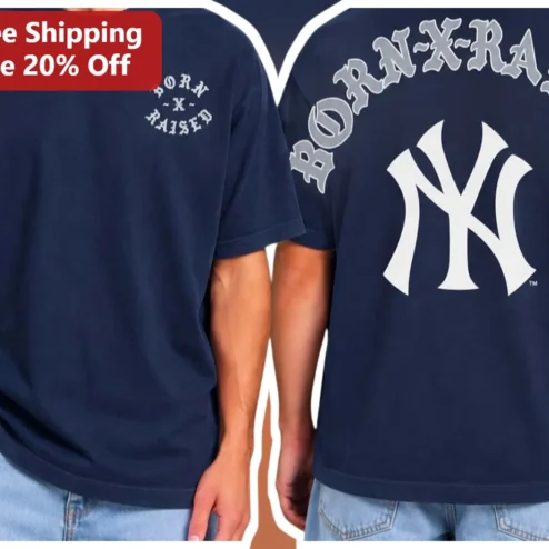 Born X Raised Gothic Typography NY Logo Graphic Tee Streetwear Unisex T-Shirt