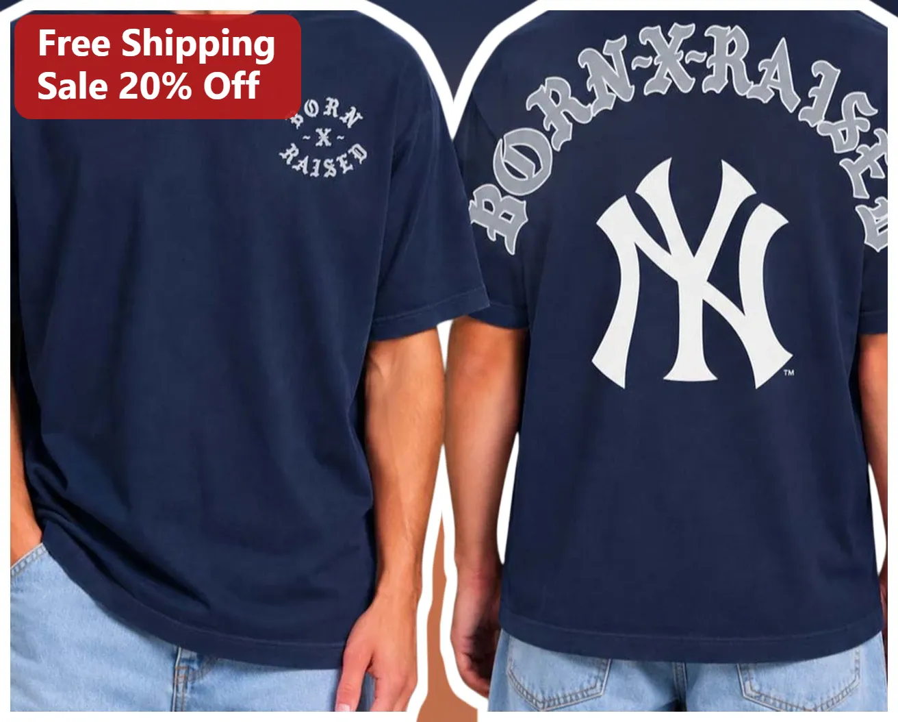 Born X Raised Gothic Typography NY Logo Graphic Tee Streetwear Unisex T-Shirt