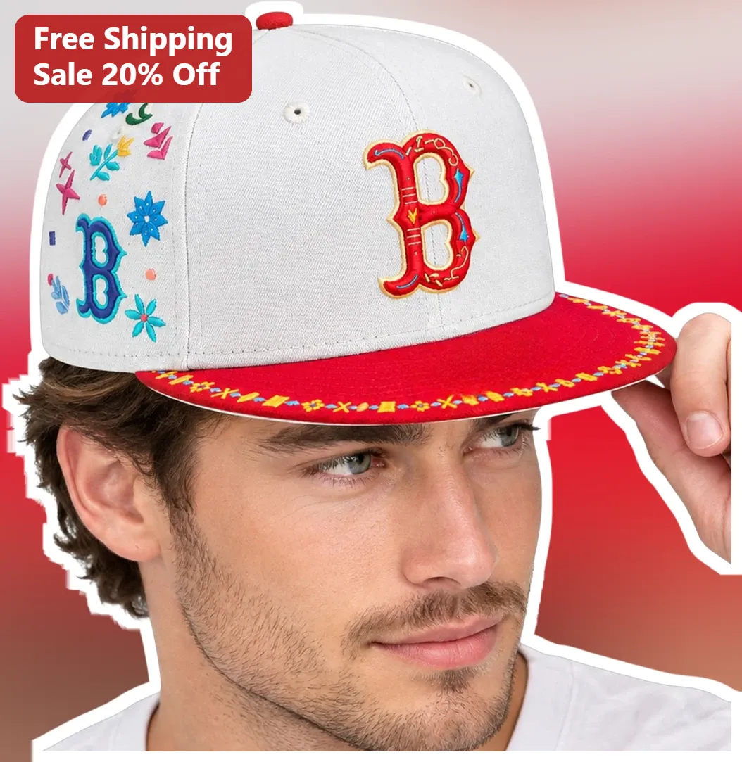 Boston Red Sox Floral Embroidery Cap White Red Baseball Hat for Men Women