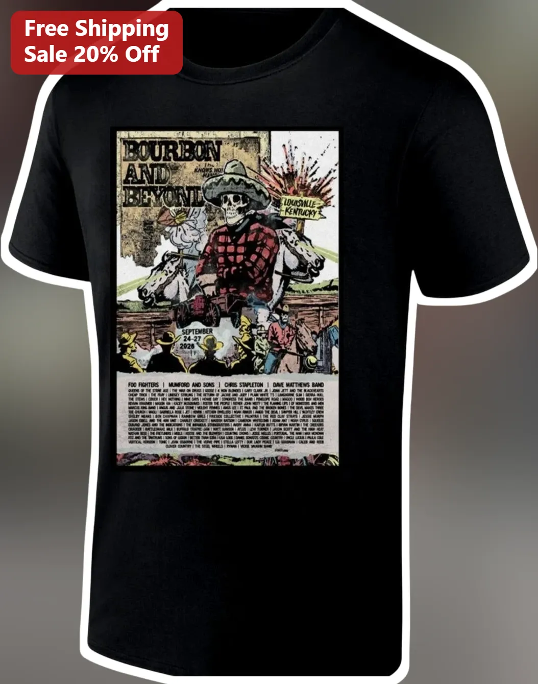Bourbon and Beyond Louisville Kentucky Tee Vintage Skeleton Cowboy Festival Shirt