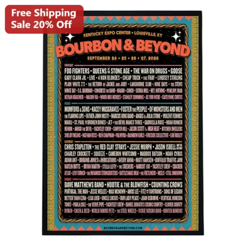 Bourbon Beyond Poster Vintage Concert Lineup Art Print Music Festival Wall Decor