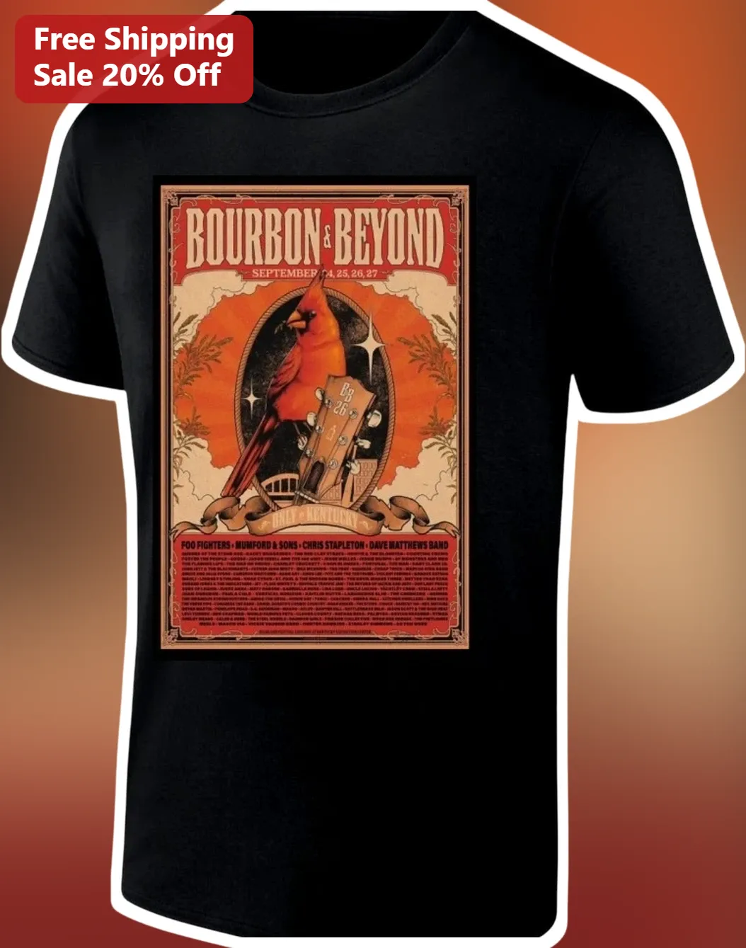 Bourbon Beyond Tee Vintage Concert Poster Cardinal Bird Music Festival Merch