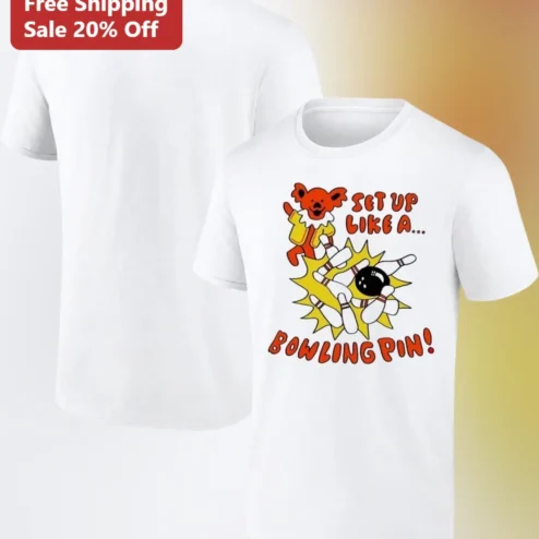 Bowling Pin Set Up Like A Funny Dog Graphic Tee