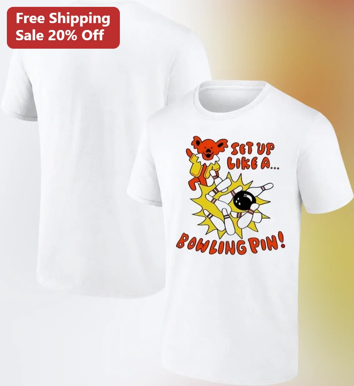 Bowling Pin Set Up Like A Funny Dog Graphic Tee