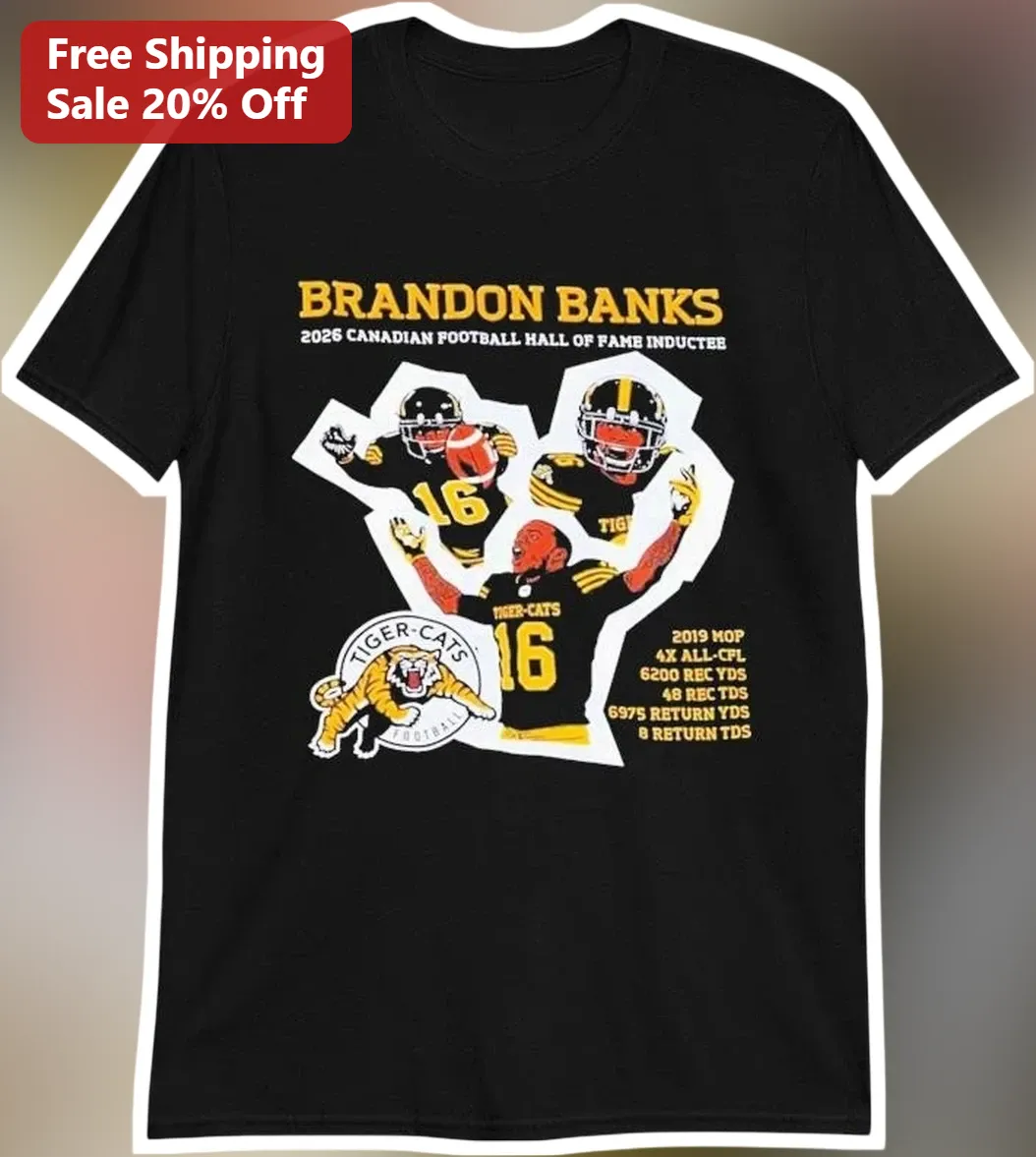 Brandon Banks 2026 Canadian Football Hall of Fame Inductee Tee CFL Hamilton Tiger-Cats Fan Gift