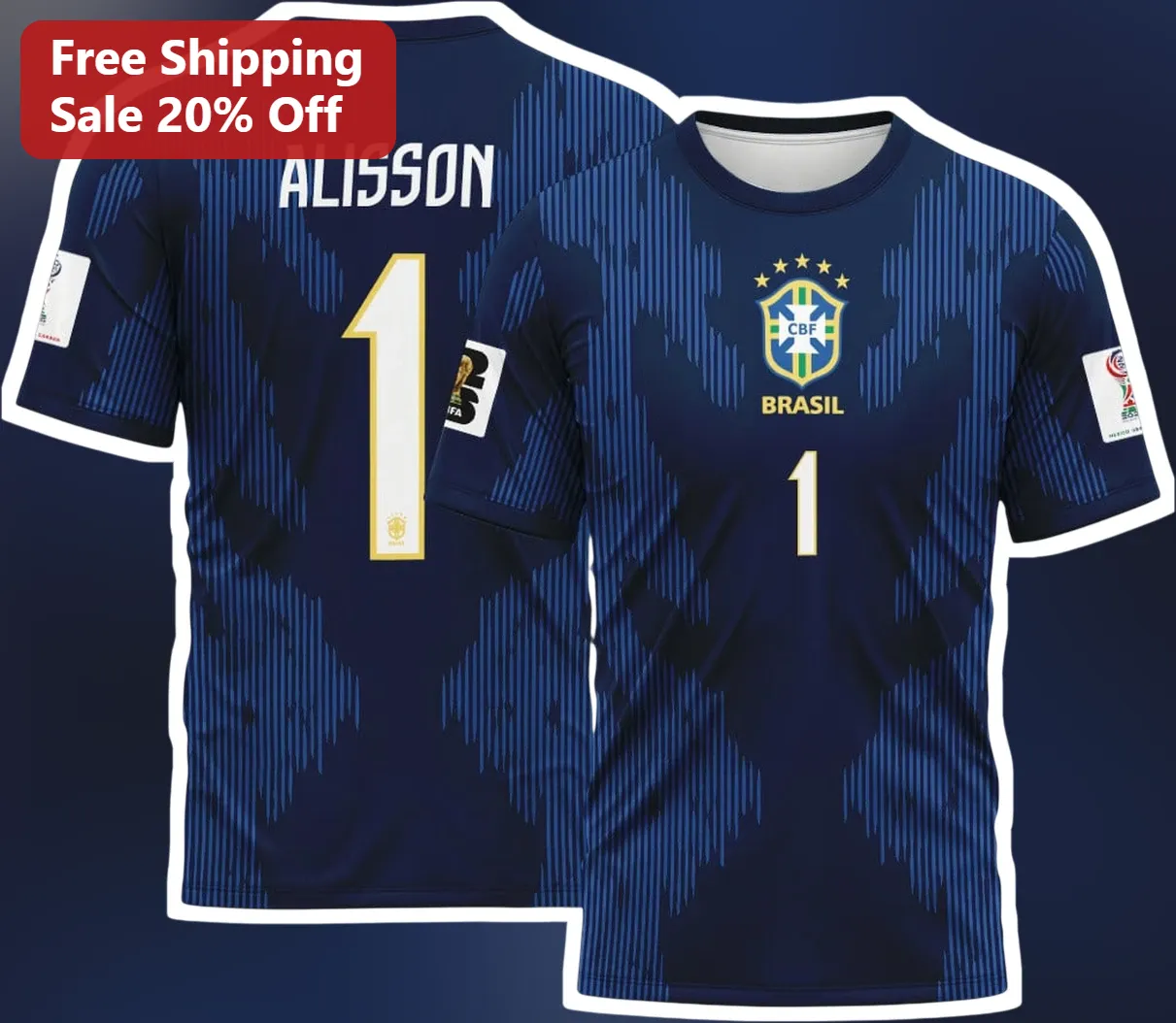 BRASIL Tee Alisson Becker Goalkeeper Jersey Graphic T-Shirt for Soccer Fans