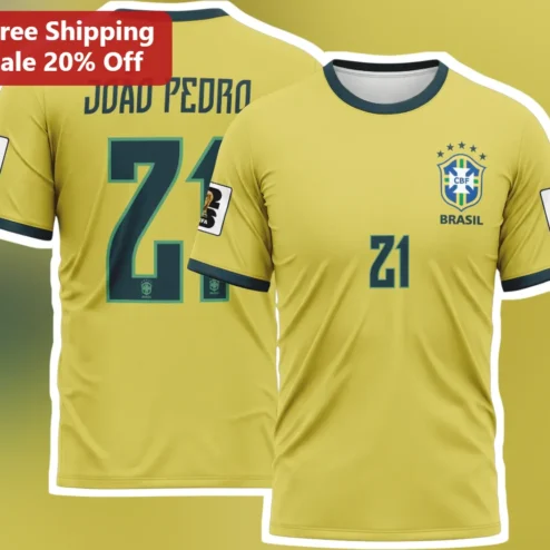 BRASIL Tee Brazil Soccer Shirt Yellow National Pride Graphic T-Shirt for Men Women Fans