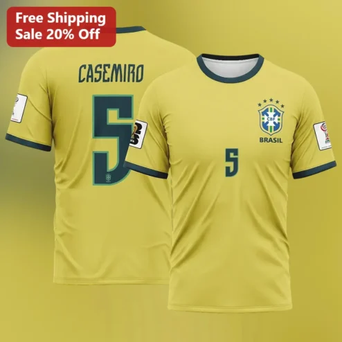 BRASIL Tee Soccer Fan Gift Yellow Brazil Shirt