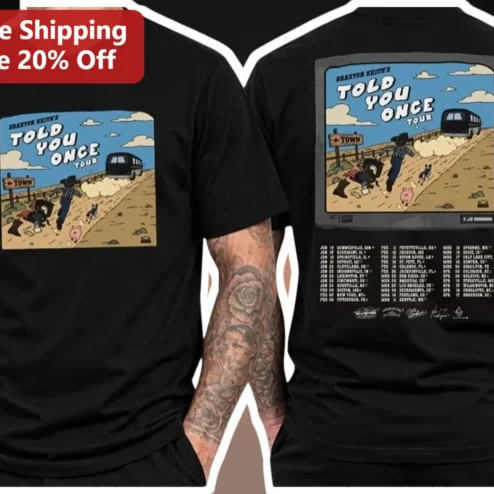 Braxton Keith Told You Once Tour Tee Country Comedian Merch Retro Cartoon Design