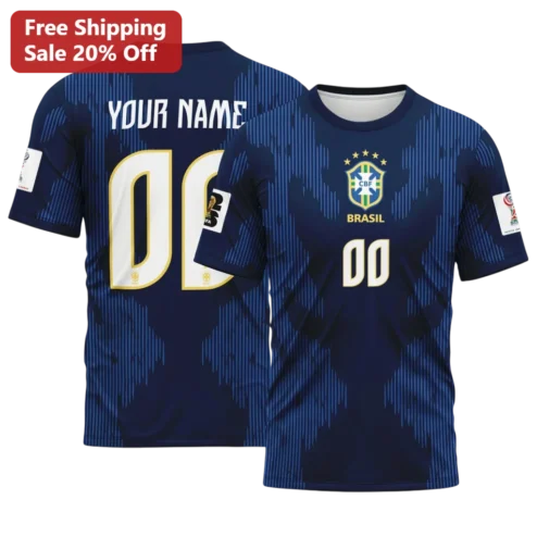 Brazil Jersey World Cup 2026 Soccer Shirt Navy Blue CBF Crest Design
