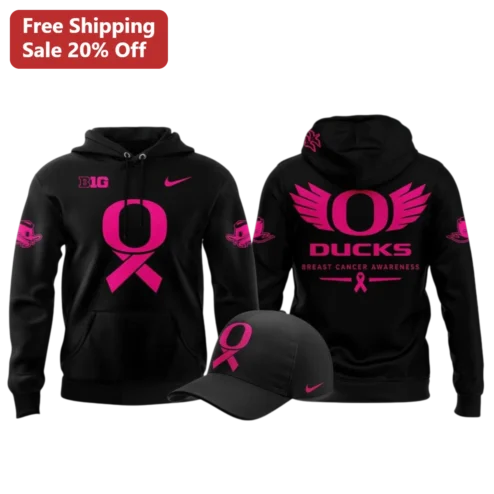 Breast Cancer Awareness Hoodie Pink Ribbon Duck Design Unisex Pullover