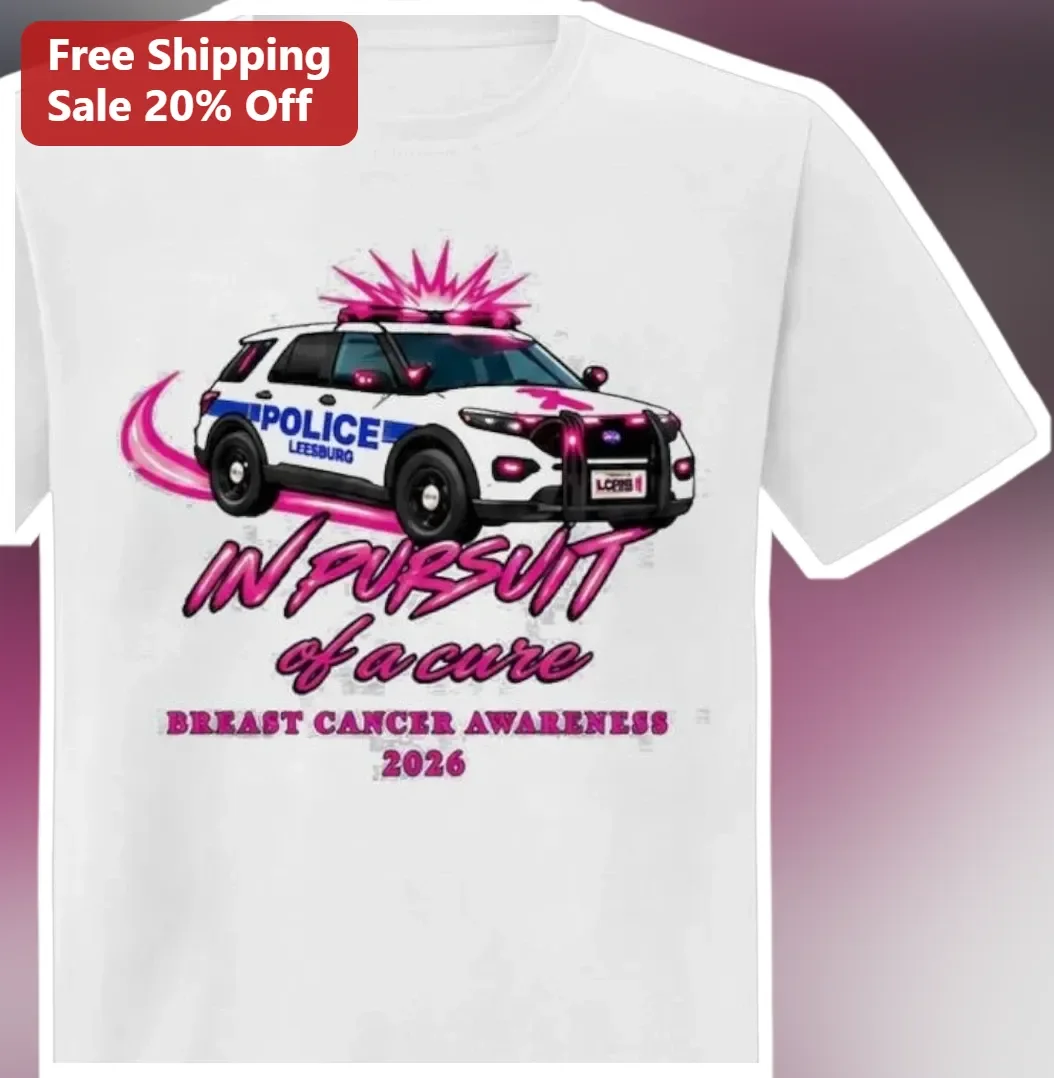 Breast Cancer Awareness Tee In Pursuit Of A Cure Pink Ribbon Law Enforcement Gift