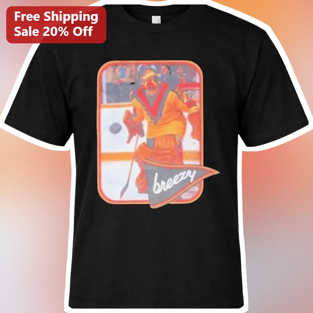 Breezy Vintage Hockey Goalie Graphic Tee Retro Sports Pun Shirt for Men Women