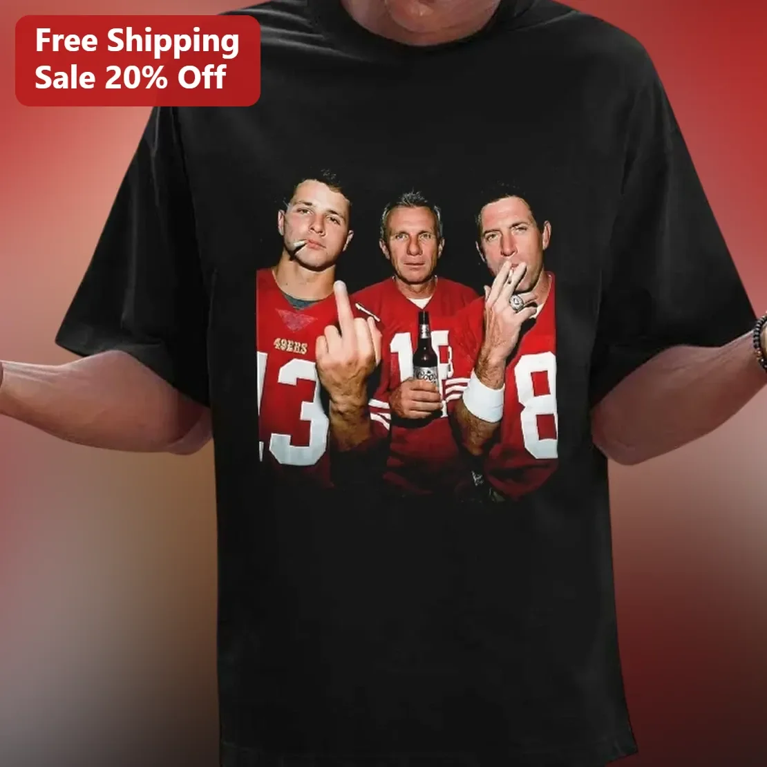 Brett Favre Steve Young Joe Montana Vintage NFL Quarterback Graphic Tee