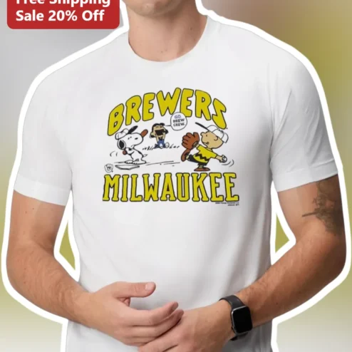 Brewers Milwaukee Go Brew Crew Tee Snoopy Charlie Brown Peppermint Patty Baseball Fan Shirt
