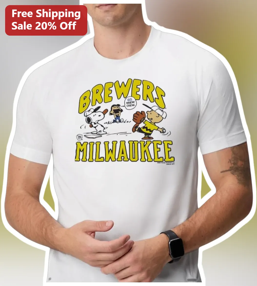 Brewers Milwaukee Go Brew Crew Tee Snoopy Charlie Brown Peppermint Patty Baseball Fan Shirt