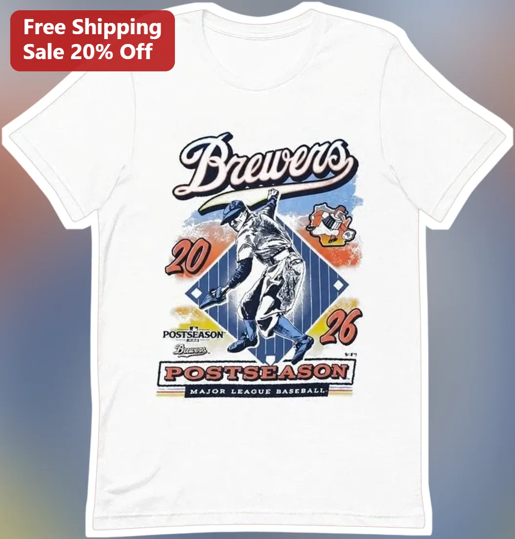 Brewers Postseason Vintage Baseball Player Graphic Tee Milwaukee MLB Fan Apparel